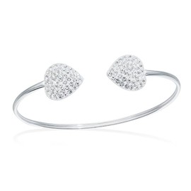 DV DOLCE VALENTINA Mother's Day 925 Silver Bangle, Mum, Sister, Hearts Bracelet with Crystal's for Special Occasion (Heart's)