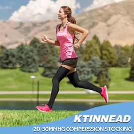 2Pairs Ktinnead 20-30mmHg Thigh High Compression Stockings for Women, Open-Toe Thigh High Compression Socks, Medical Compression Stockings for Pregnant, Teacher, Doctor, Varicose Veins, lymphedema