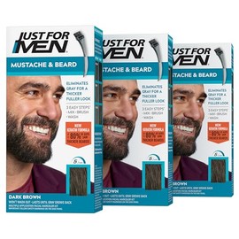 Just For Men Mustache & Beard Brush-In Color Gel, Dark Brown (Pack of 3)