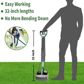 ienjoyed 2-Pack Pooper Scooper for Large Small Dogs Heavy Duty, 32" Long Handle Poop Scoop with Bags for Yard, Grass, Gravel, Dog Poop Grabber with High Strength Material and Durable Spring