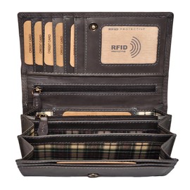 Benthill Women's Leather Wallet – High-Quality Genuine Leather Women's Wallet with RFID Protection – Long Vintage Women's Purse – Women's Wallet with Gift Box, gray, Classic