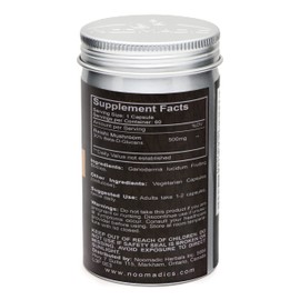 Noomadic Reishi Mushroom, 60 Capsules, 500mg Each, General Wellness & Longevity, Hot Water Extract, Fruiting Bodies, 30% Beta-D-Glucans