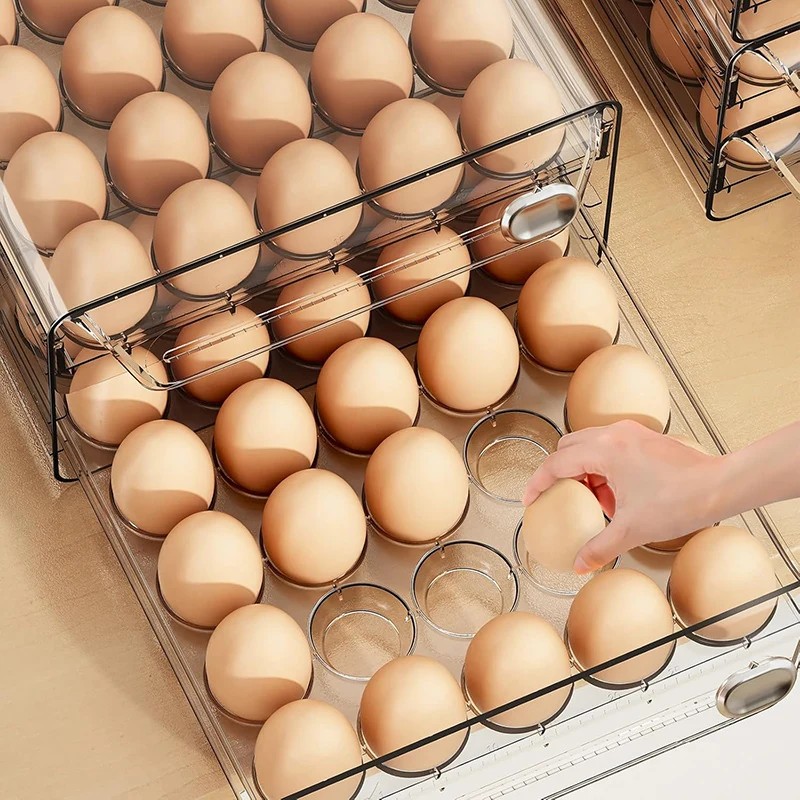 Double-drawer Refrigerator Egg Storage Box Can Keep Eggs Fresh Transparent