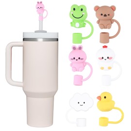 YANINEE 6 Stück Silikon Strohhalm Abdeckung Deckelschutz Einfache Moderne Strohhalm Topper Tiere für Dekor 10mm Strohhalme (Viele Farben)