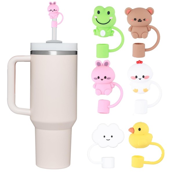 YANINEE 6 Stück Silikon Strohhalm Abdeckung Deckelschutz Einfache Moderne Strohhalm