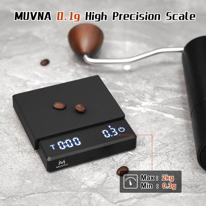 MUVNA 0.1g High Precision Digital Mini Coffee Scale, 0.3g to
