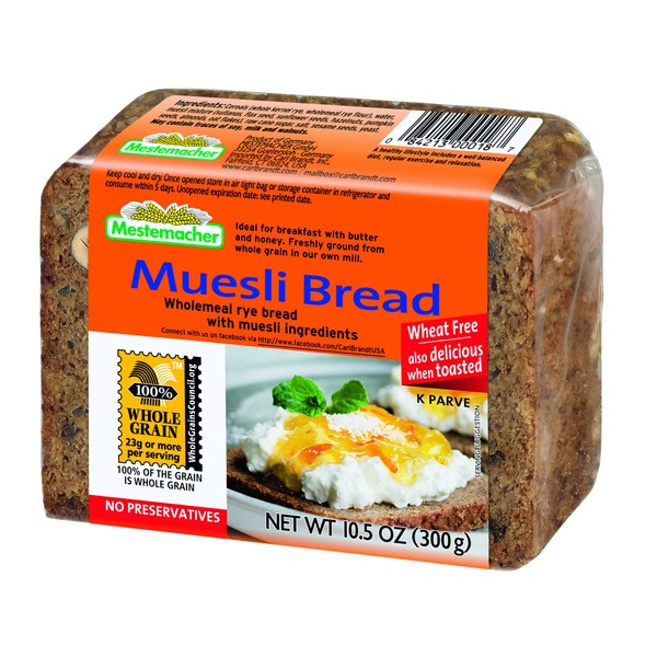 Mestemacher Bread, Muesli, 10.5 Ounce (Pack of 9)