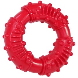Ring Dog Chew Toy,Chew Toys for Aggressive Chewers,Non-Toxic Natural Rubber Indestructible Dog Toys for Small Medium Large Dogs - Fun to Chew, Chase and Fetch (Red)