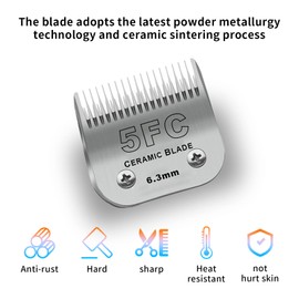 DODAER 3 Pack 5FC Detachable Pet Dog Grooming Ceramic Blades,Compatible with Andis,Oster A5,Wahl KM-10 Series,Size 5FC Blade 1/4-Inch 6.3MM Cut Length