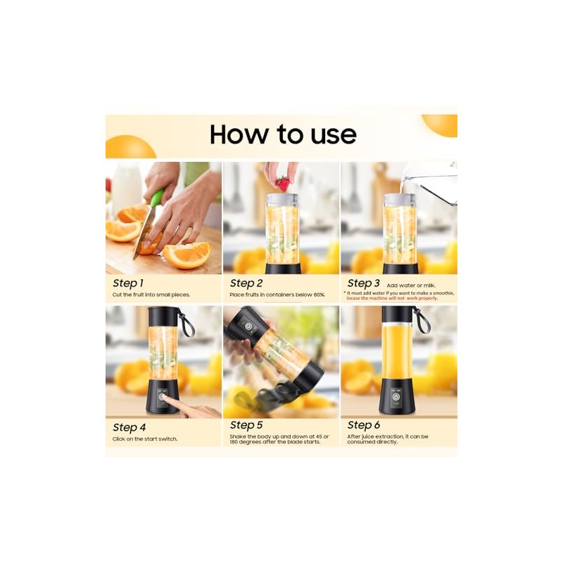Portable Smoothie Blender - Cordless Personal 13Oz Juice Cup