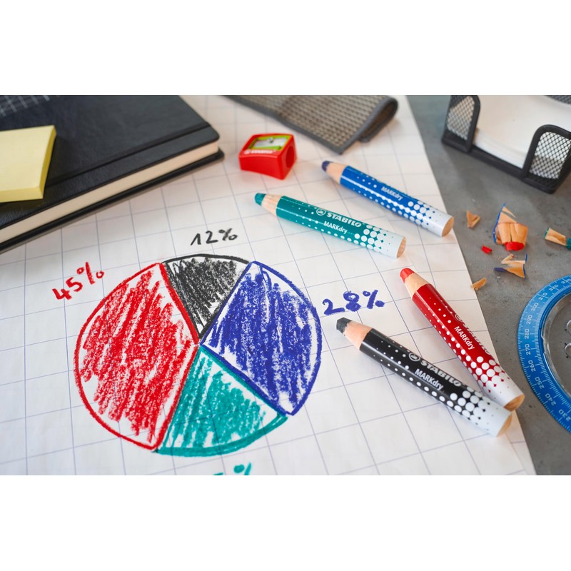 Whiteboard and Flipchart Markers - STABILO MARKdry - Classpack of