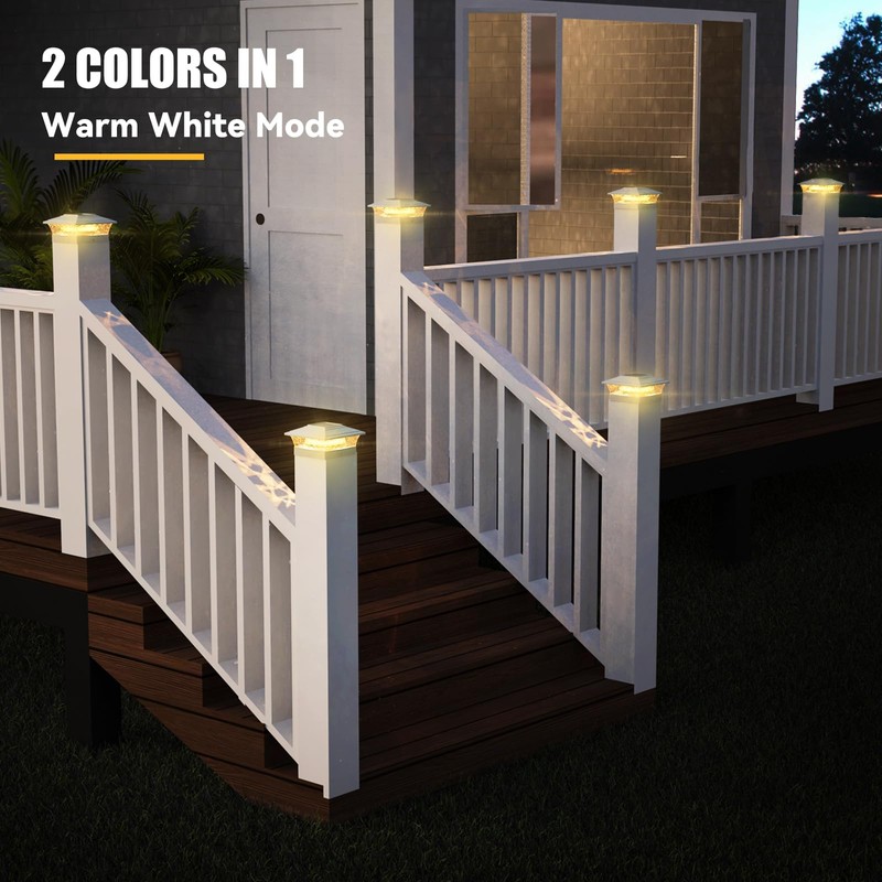 APONUO Solar Post Lights Outdoor, 2 Lighting Modes 16 LEDs