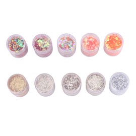 FOMIYES 10pcs Sequin Nail Powder Set Glitter Dip Powder Manicure Kit Press Nails Art Home Salon Use