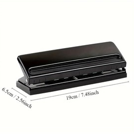 6-Hole Desktop Puncher, A5 Ring Binder Hole Punch Adjustable Spacing for A5 A6 A7 Organiser Ring Binder-5 mm Hole Diameter (Black)