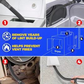 Holikme Dryer Vent Cleaner Kit 2PCS Lint Vacuum Attachment & Brush for Most Vacuums