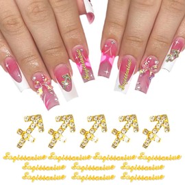MOLILON 15pcs 3d Gold Sagittarius Nail Charms 5pcs Zodiac Signs and 10pcs Zodiac Letter Nail Studs Rhinestones Crystal Alloy Twelve Constellation Charms for DIY Crafts Jewelry Decoration Nail Supplies
