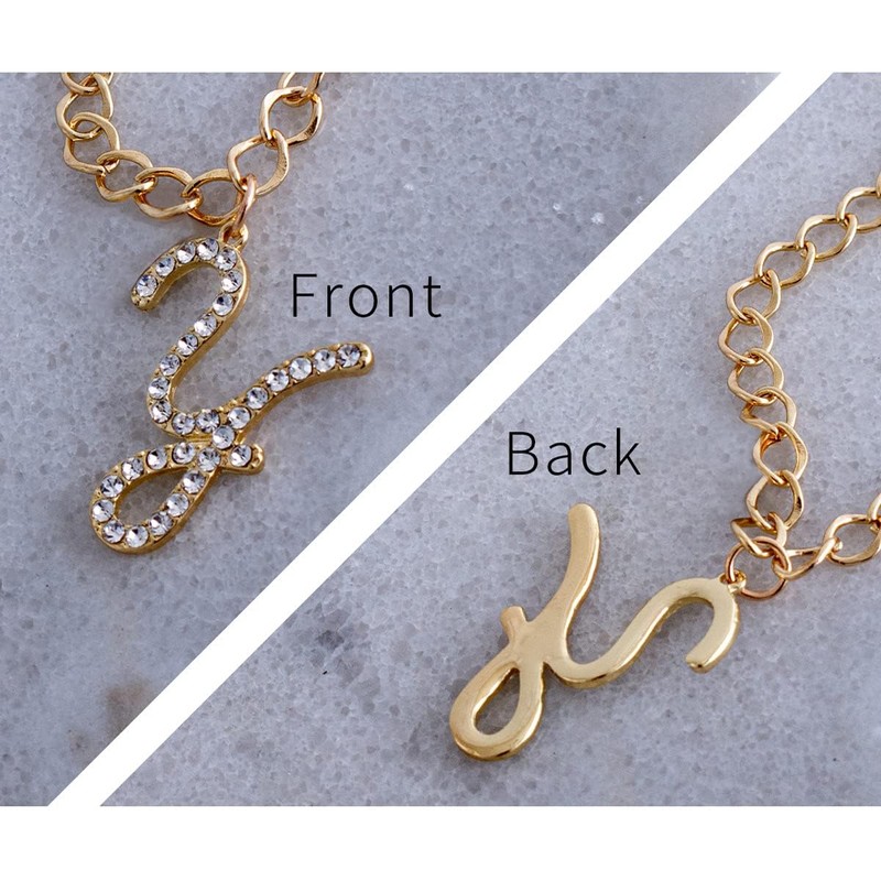 HIGH FIVE Alphabet Charm Chain Bag Charm Bling Stone Stylish,