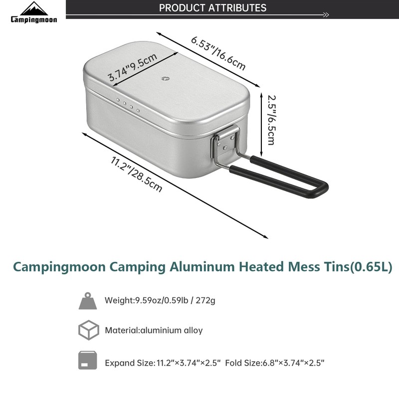 Campingmoon Camping Mess Tin Pressure Relief Aluminum Dinner Box Camping