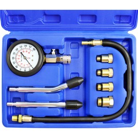 JIFETOR Engine Compression Tester Gauge Kit Cylinder Test Pressure Gage Tool Set with Adapters for Testing Small Gas Petrol Gasoline Engine on Automotive Motorcycle Auto Outboard Motor Snowmobile ATV