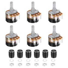 MECCANIXITY 6 Pack WH138 Potentiometer 100K Ohm Single-Joint Variable Resistors 3 Terminals Linear Taper Rotary with Knob Cap for Audio Volume Control