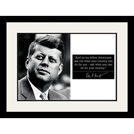 John F Kennedy JFK Photo Picture Poster Framed Quote and so My Fellow Americans: Ask not What Your Country US President Portrait Famous Inspirational Motivational Quotes (19x25 Framed)