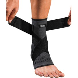 Kuzimua 2 Pack Ankle Support Brace, Adjustable Ankle Brace Wrap Strap for Sprained Ankle, Achilles Tendonitis, Ligament Damage, Plantar Fasciitis, Sports, Foot Support (2x Black, M)