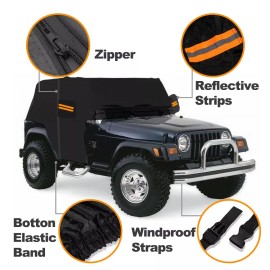 colico 6 Layers Car Cover Custom for Jeep Wrangler Sport 2 Door Rain Snow Waterproof