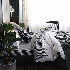 Michorinee Double Duvet Cover Set Heart Print Reversible Bedding Set Microfiber Modern Quilt Cover 200x200 cm Zipper Closure with 2 Pillowcase 50x75 cm