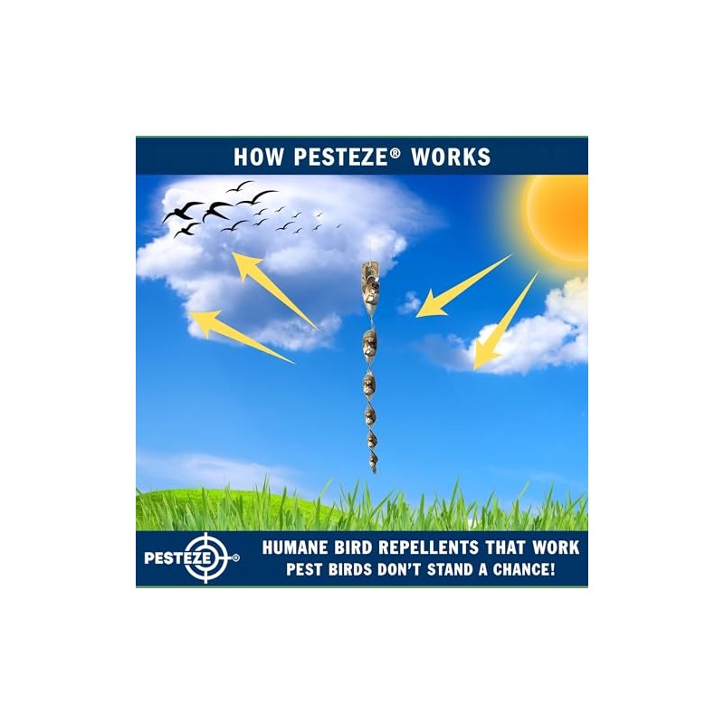 PESTEZE 12 Inches Bird Scare Silver Shiny Reflective Rods for