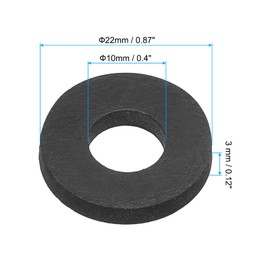 PATIKIL M10 Rubber Flat Washer, 12 Pack 10mm ID 22mm OD 3mm Thick Sealing Spacer Gasket Ring for Faucet Pipe Water Hose Fastener Bolt, Black