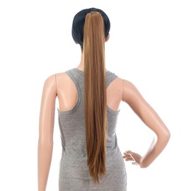 SWACC 28-Inch Long Straight Claw Clip Ponytail Extensions Synthetic Hair Extensions Ponytail Jaw Clip Hair Pieces for Women (Strawberry Blonde-27#)