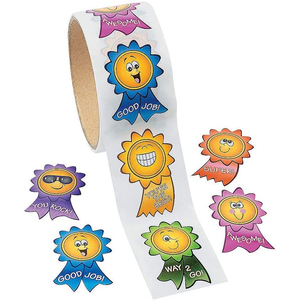 Fun Express Motivational Smiley Face Stickers - 1 Piece - Educational and Learning Activities for Kids