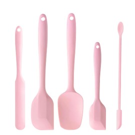 DUFEIMOY 5 Piece Pink Silicone Spatula Set, Heat Resistant Rubber Spatulas Set, Silicone Kitchen Utensils Set Dishwasher Safe for Nonstick Cookware Baking Cooking