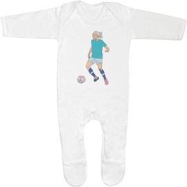 Azeeda 3-6 Month 'Woman Football Player ' Baby Romper Jumpsuit/Sleep Suit (SS00099250)