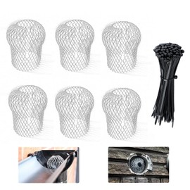 Gutter Downspout Guard, 6PCS Aluminum Gutter Guards with 100 Black Cable Ties, Gutter Sieve Down Pipe Covers, Aluminum Down Pipe Filter Mesh Expandable Leaf Strainer for Keeps Gutter Clear
