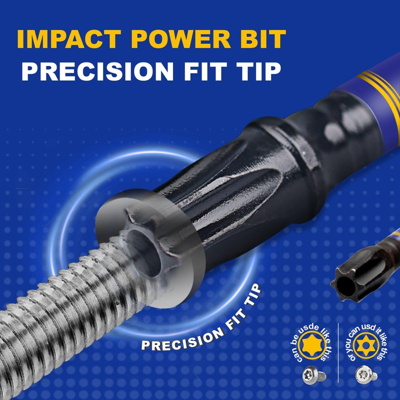 Geinxurn 2 In. Security T25 Impact Magnetic Screwdriver Bit Set,