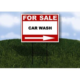 CAR WASH For Sale White Red Black Right Arrow 1 Single Sided 18x24 in Yard Road Sign w/Stand