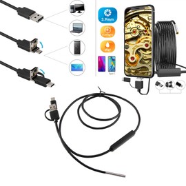 USB Endoscope Support 3 in 1 3.9mm Lens for Android Borescope Inspection Snake Camera Waterproof (1 Meter Soft Wire)