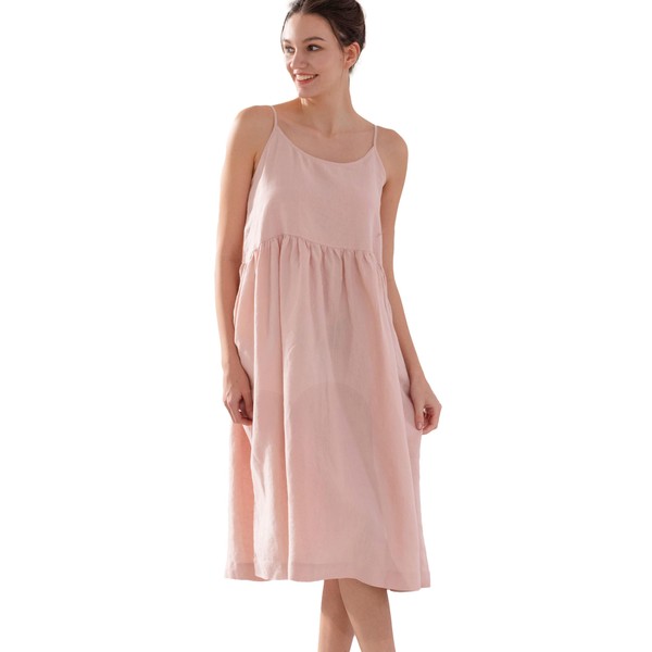 Simple&Opulence Women’s Summer Dresses 100% Linen Beach Sundress Nightgown Long