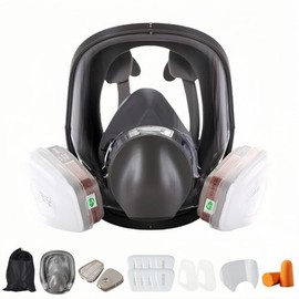 exmygboy Full Face Respirator Mask Reusable - 6800 full with Double Filtration for Paint, Against Dust,Chemicals, Formaldehyde, Polishing,Staining,Car Spraying,Sanding &Cutting