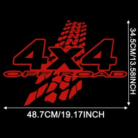 TOMALL 1Pair 19'' 4X4 Off-Road Decals for Car Body Door Side Auto Checkered Sport Graphic Vinyl Stickers Waterproof Stripes Decorations for Pickup Trucks Vehicles Universal Decals Accessories (Red)