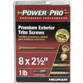 Power Pro 48632 Trim Screws, #8 x 2-1/2", All Purpose Wood, Deck, Composite, and Exterior Trim Screws, Rust Resistant, Bronze, 1lb Box, 131 pcs