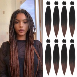 8 Packs/Lot Pre Stretched Braiding Hair 16 inch EZ Braid Yaki Texture Braiding Hair for Crochet Hair Braids Long Free Synthetic Fiber Hair Extensions (#T30)