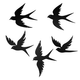 YunBey Black Swallow Silhouette Wall Art Set, 5 - Piece Minimalist Flying Birds Decor for Living Room, Indoor Metal Bird Wall Decor, Home Decor Accents