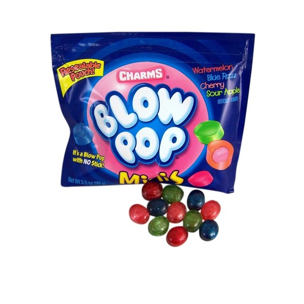 Charms Blow Pops Minis Candy, 3.5 oz Resealable Pouch, Pack of 3