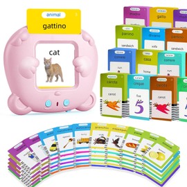 AHJ Talking Flashcards, Italian, Children's Flashcards Italian with 255 Sheets, 510 Words, Interactive Language Game, Italian, Only English Only, or Both Educational Toy