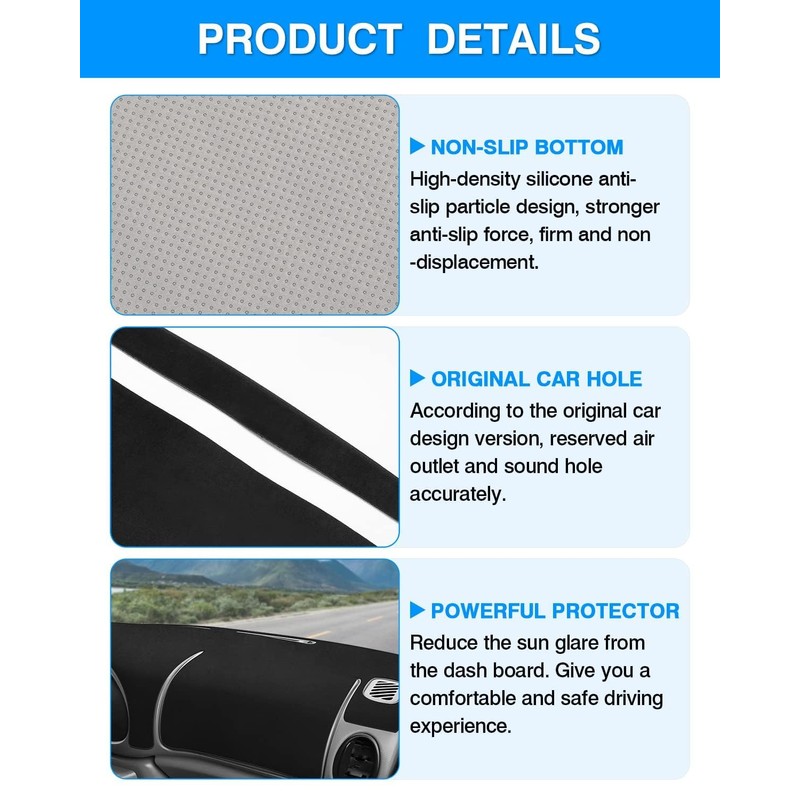Autorder Dashboard Cover Mat for Ford E150 E250 E350 1997-2008/E450