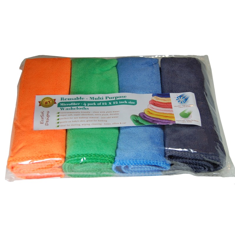 Plush Microfiber Towels/WASHCLOTHS, Ultra Soft Thick (Orange, Green, Blue, Grey)