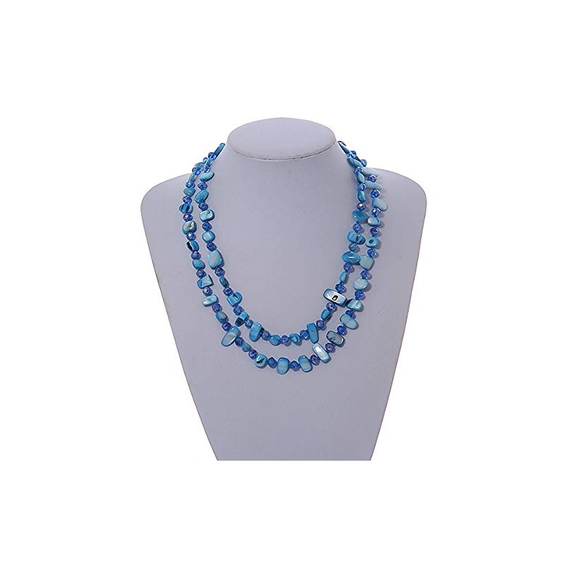 Avalaya Statement Long Sky Blue Shell Nugget and Glass Crystal