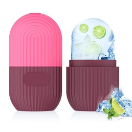 FLOREXIA Rodillo de Hielo Facial,Rodillo de Hielo Facial Antideslizante,Molde de Hielo Facial de Silicona Duradero para Belleza Facial,Rosa Roja